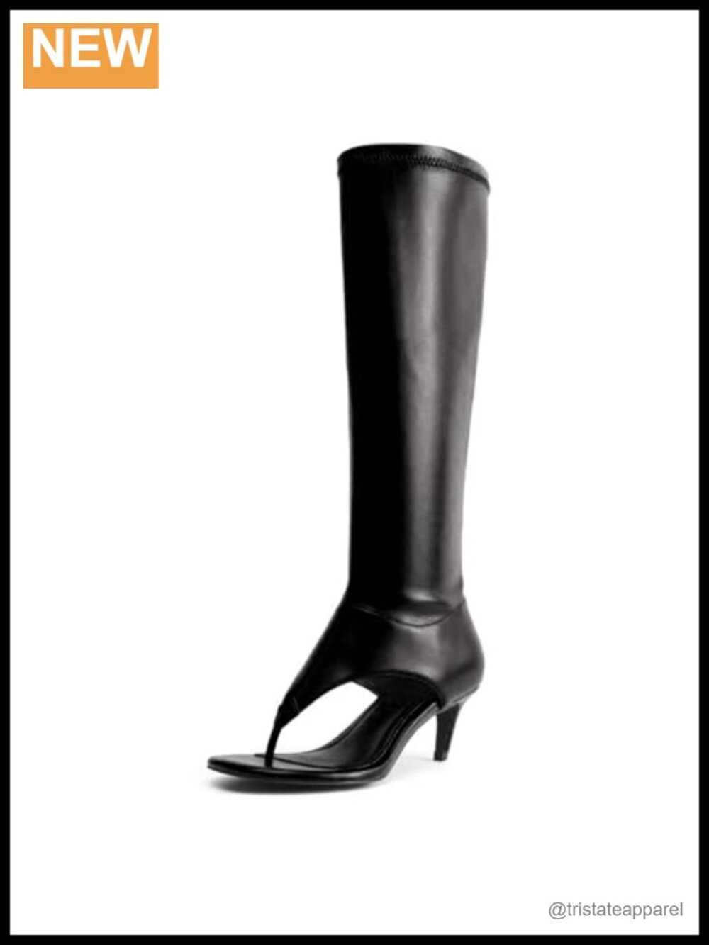 Women's Kitten Heel Thong Boots Sandals Knee High Gogo Stretch PU